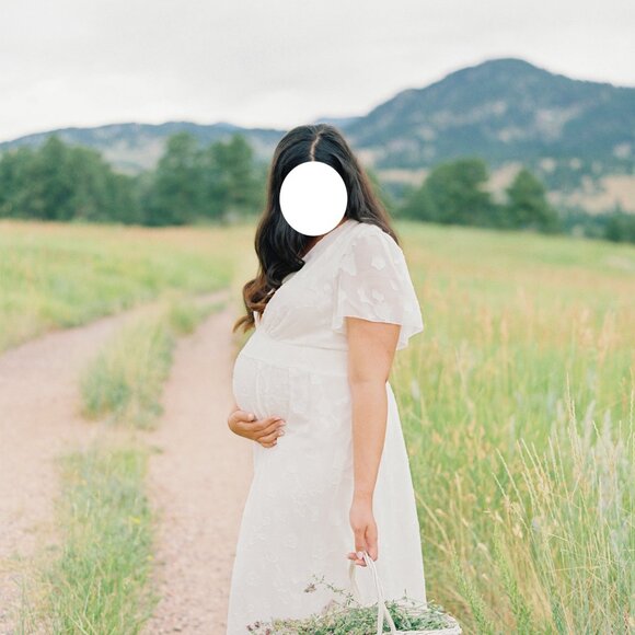 Baltic Born Evelyn Smocked Maxi Dress in Off White Deep V Neck - Picture 4 of 11